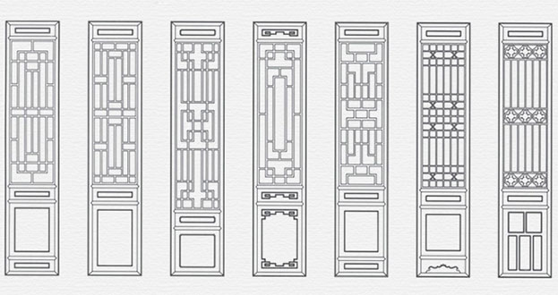 青州常用中式仿古花窗图案隔断设计图